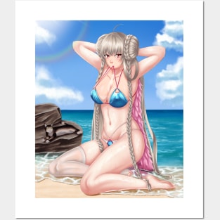 Formidable Lady of the Beach Background B Posters and Art